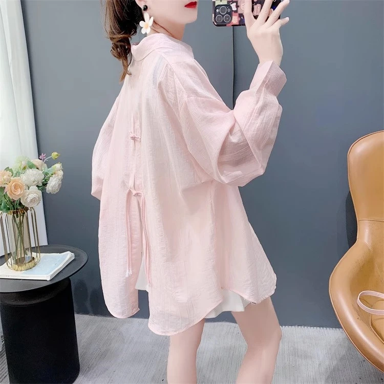 设计感褶皱薄款长袖衬衫女防晒衣2025新款洋气百搭休闲透气上衣女