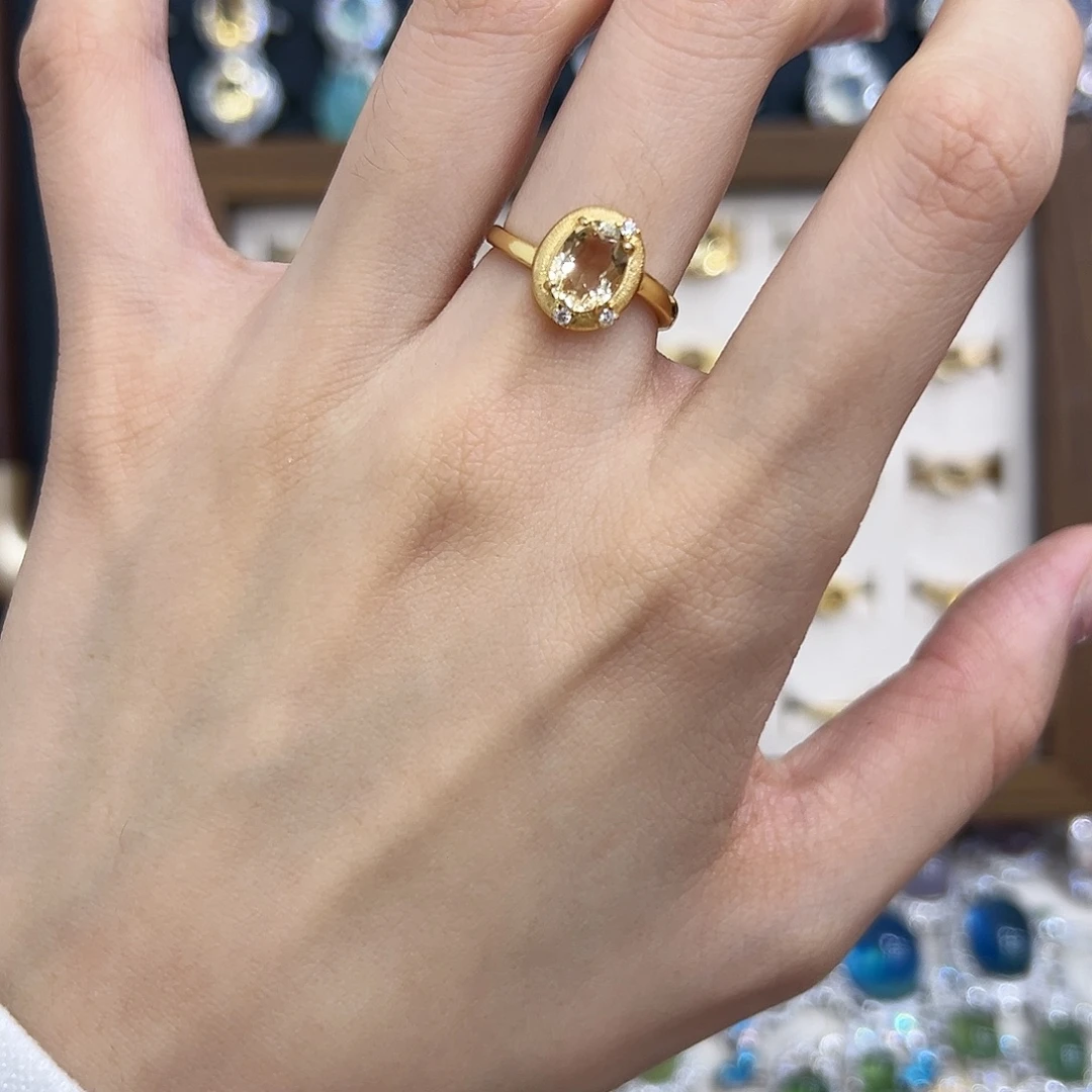 银S925镀金镶嵌戒指黄晶