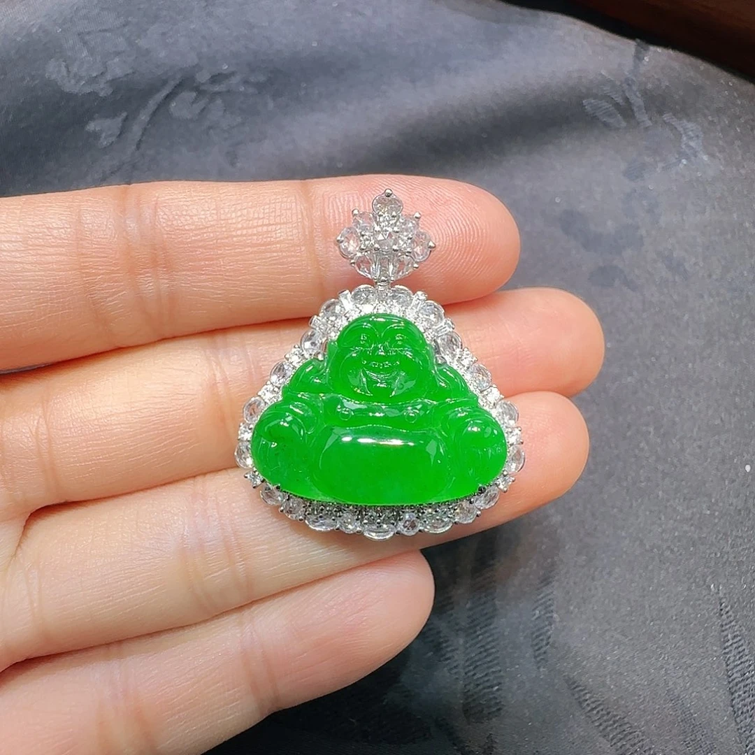 翡翠吊坠(不含链)18K金镶嵌