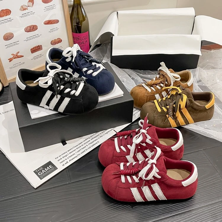 加绒卡皮巴拉仙女小蜜蜂圆头德训休闲女2025秋季新款休闲百搭时尚