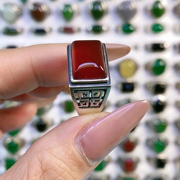 银S925镶嵌戒指玛瑙/玉髓