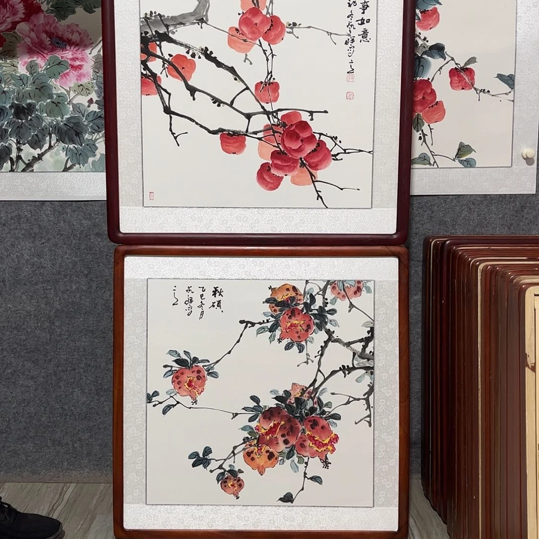 国画书画作品带框.63×63
