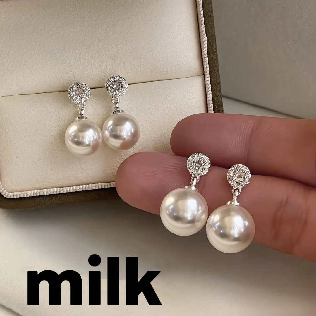 925银仿珍珠耳饰 爆闪爆亮轻奢高级感耳环耳钉气质优雅耳饰百搭