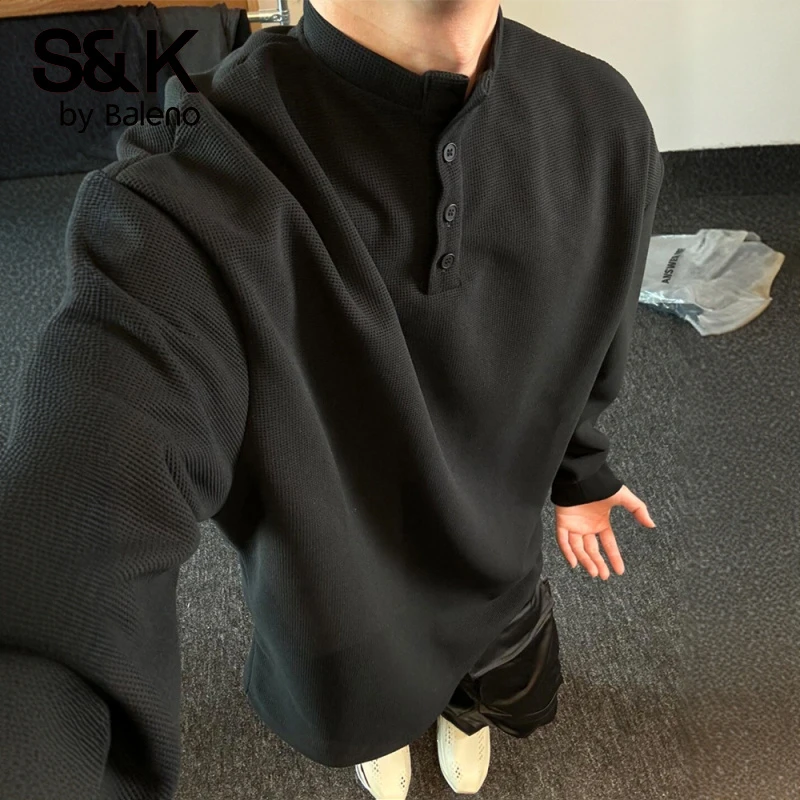 班尼路S&Kcleanfit亨利领长袖t恤男潮牌痞帅高级感上衣美式卫衣