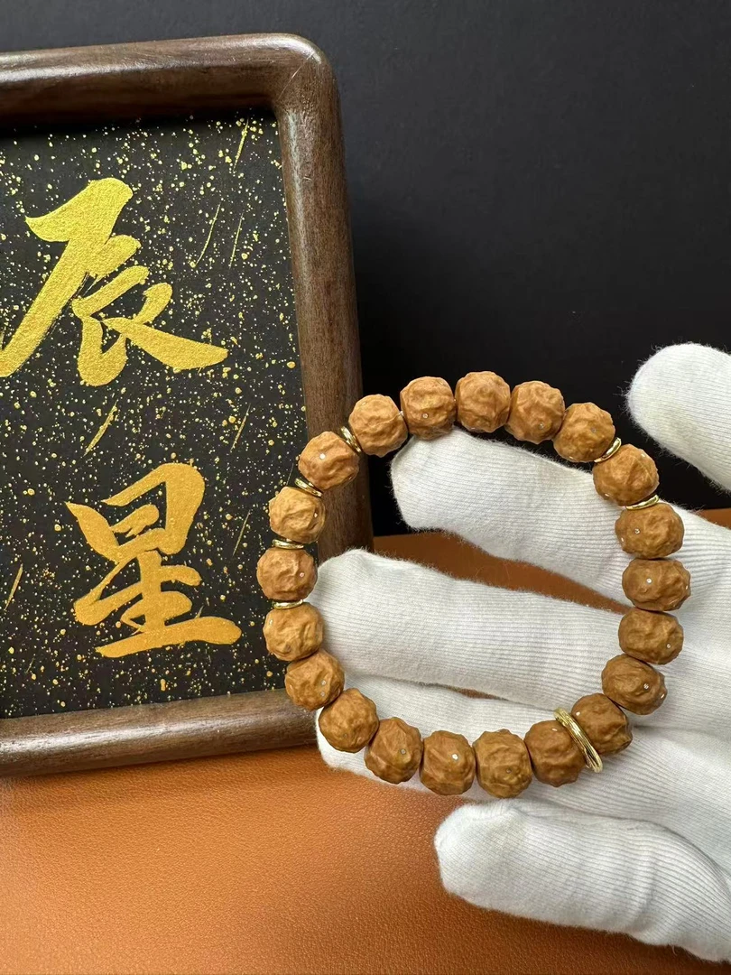 辰星严选 猴头核桃全品龙蛇镶嵌银钉款 镀金卡环 尺寸10mm+