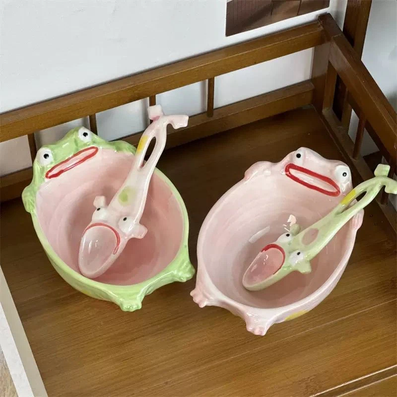 抽象搞怪青蛙陶瓷碗大容量家用高颜值饭碗汤碗水果沙拉碗生日礼物