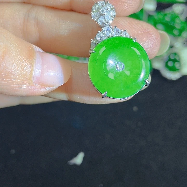 翡翠银S925镶嵌吊坠(不含链)