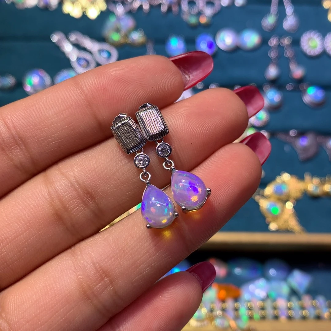 欧泊银S925镶嵌耳饰