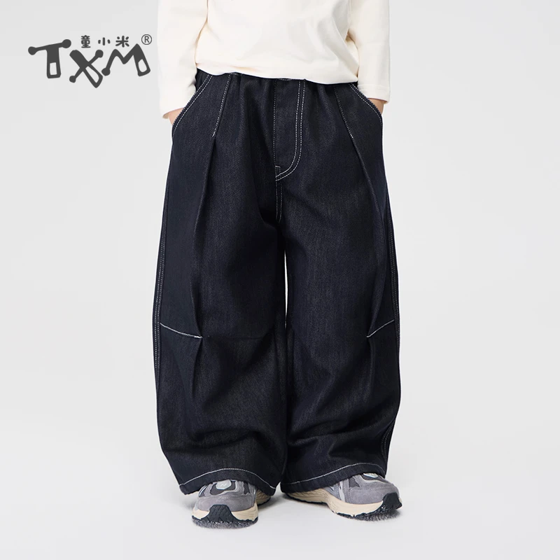 男童冬装牛仔裤加绒加厚款中大童百搭美式工装裤儿童裤子冬季长裤