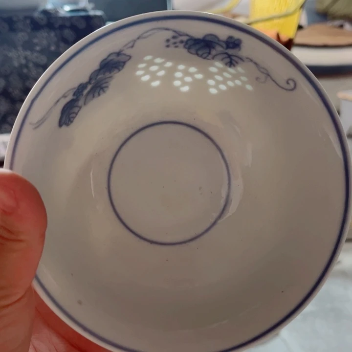 青花玲珑6寸面碗葡萄