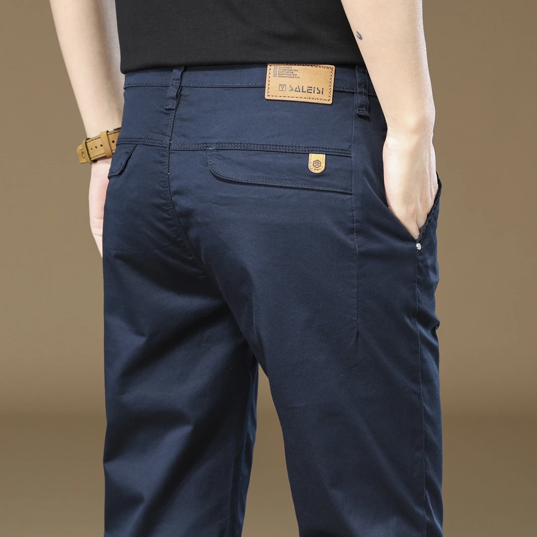香港高端棉休闲裤男2025秋冬加绒修身直筒商务西裤弹力百搭长裤