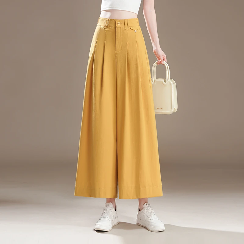 八分裙裤女夏2025年新款高腰薄款垂感宽松显瘦休闲裤子遮肉阔腿裤