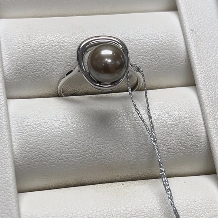 海水珍珠银S925镶嵌戒圈8-9mm 50号