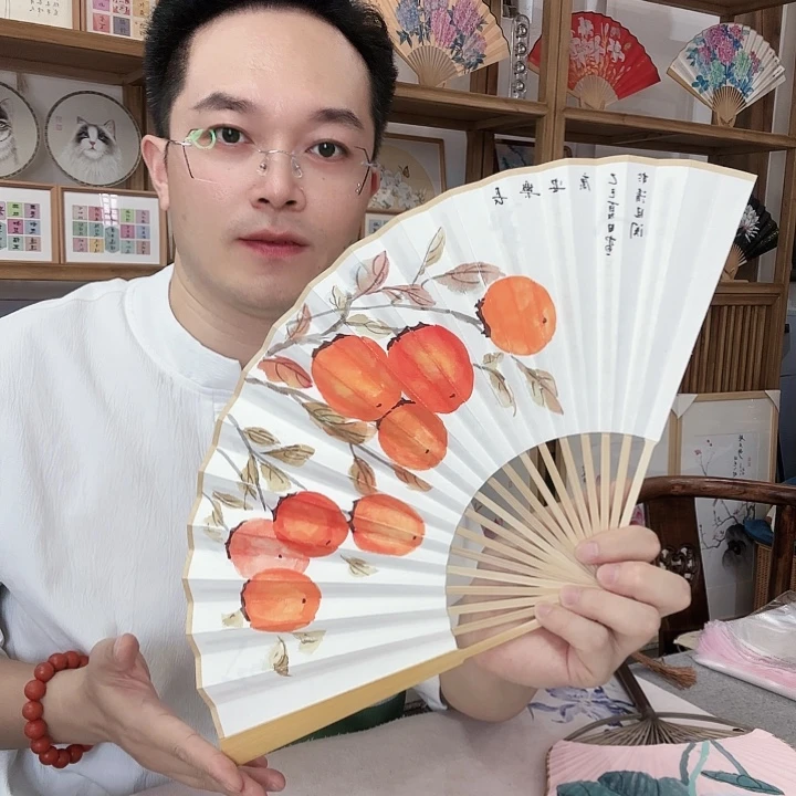 纸手绘作品折扇八寸折扇