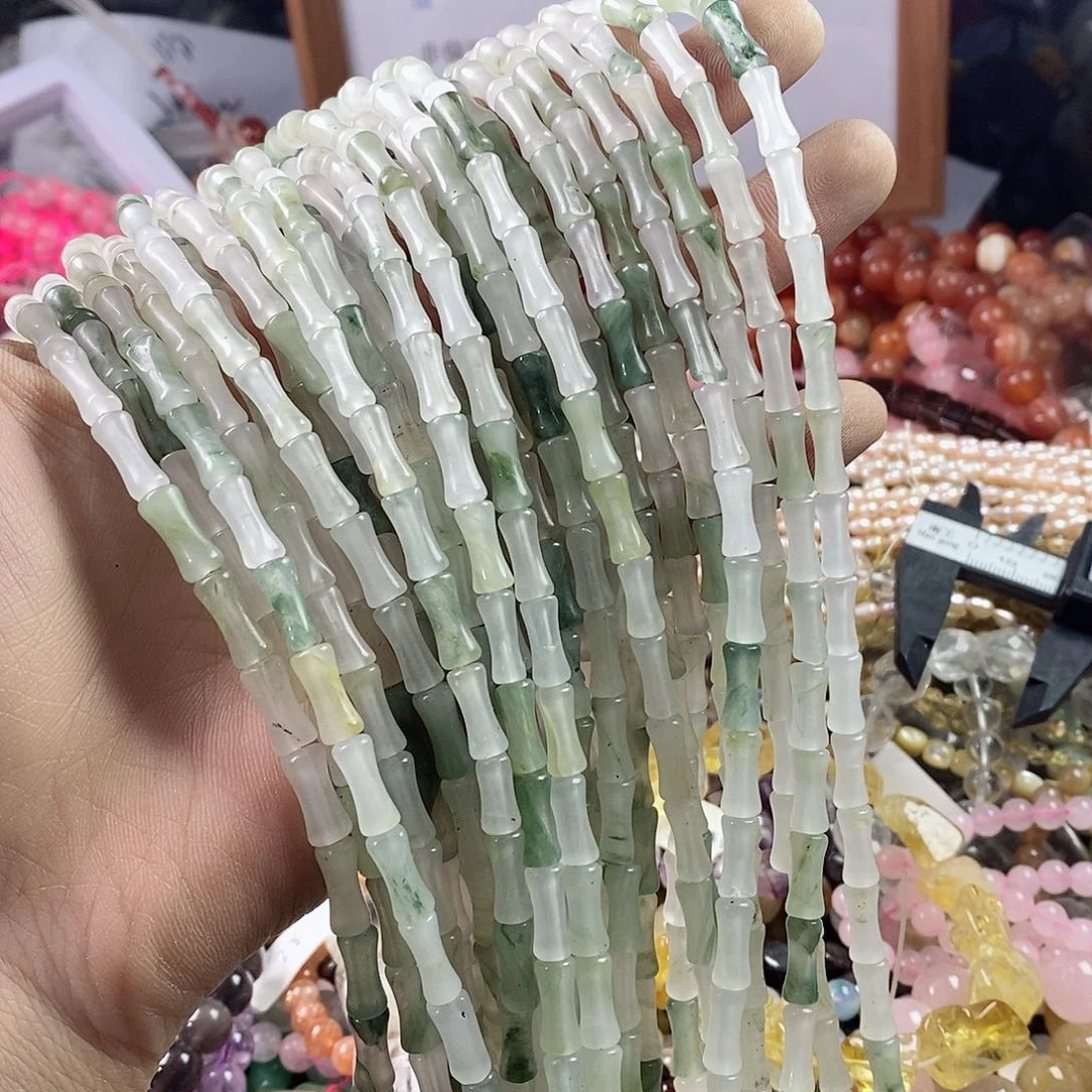 玛瑙/玉髓珠宝半成品未镶嵌一条天然5×12天山翠竹节