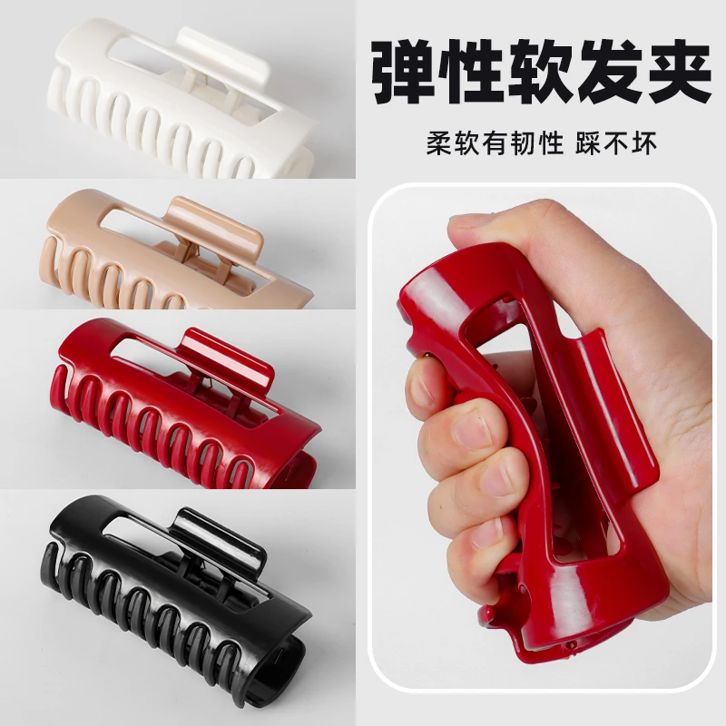新款软硅胶胶鲨鱼夹圆形发夹安全防摔不易坏踩不坏简约弹性抓夹