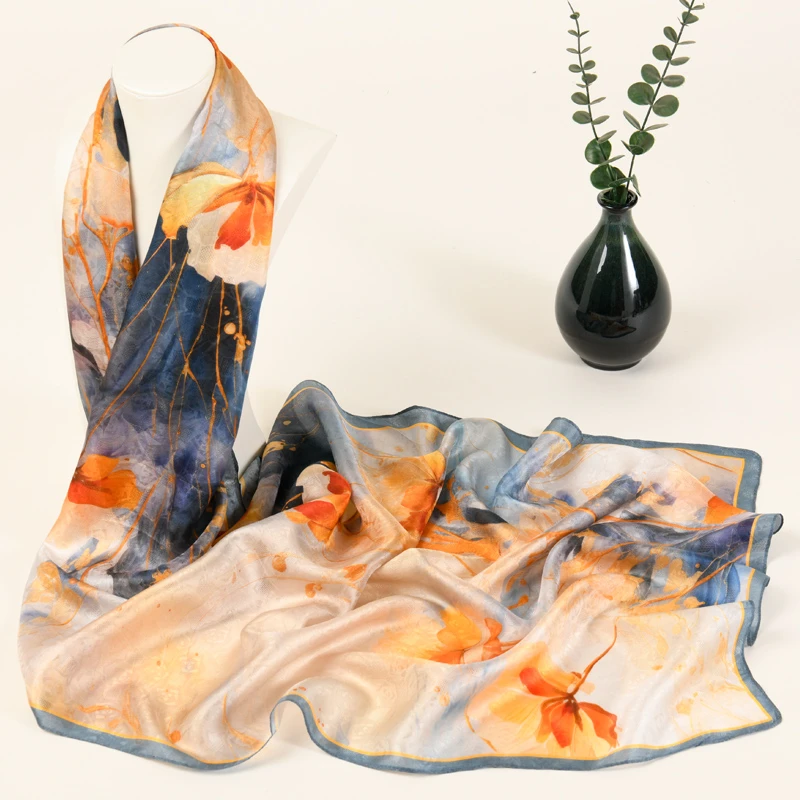 高级感丝巾桑波缎夏季旅游外搭披肩杭州丝绸围巾2025年新款