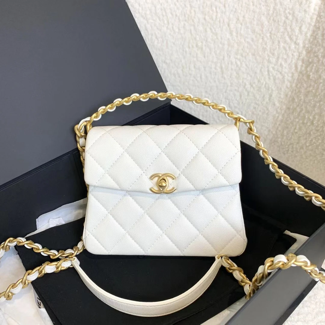 99新 Chanel/香奈儿 壹臻/24s白金牛手柄口盖包 63547996