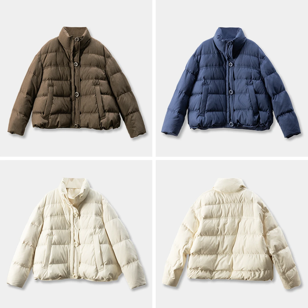 春天家 短款金比！法柜轻盈蓬松立领鸭绒外套女73E6