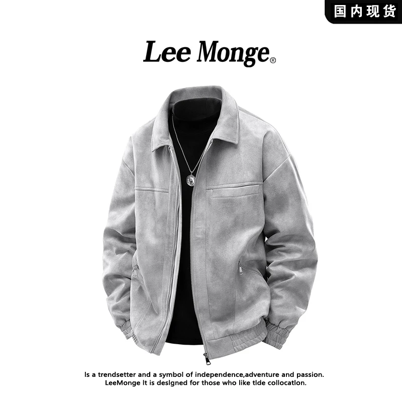 【品牌现货】LeeMonge潮牌美式夹克上衣男宽松休闲翻领百搭情侣外套