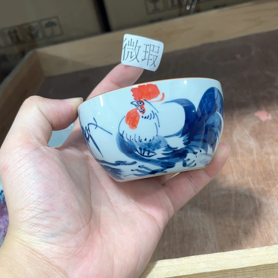 釉下手绘茶具微瑕