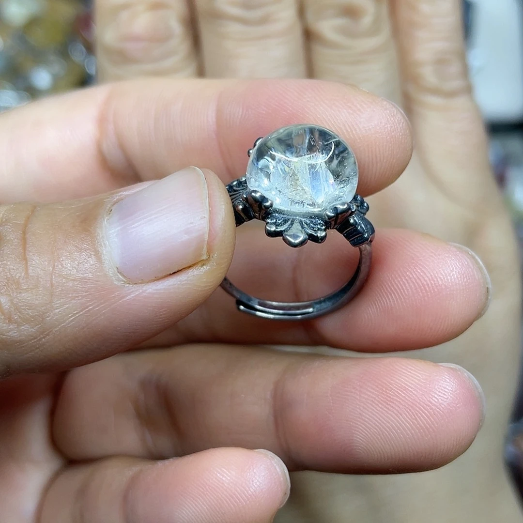 【闪购商品】银S925镶嵌珠宝半成品水晶戒指