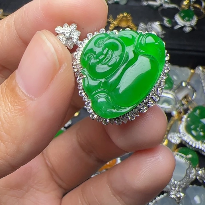 翡翠18K金镶嵌吊坠(不含链)