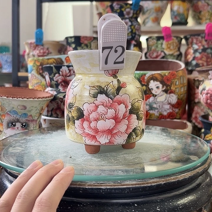 景德镇手绘花盆满38包邮