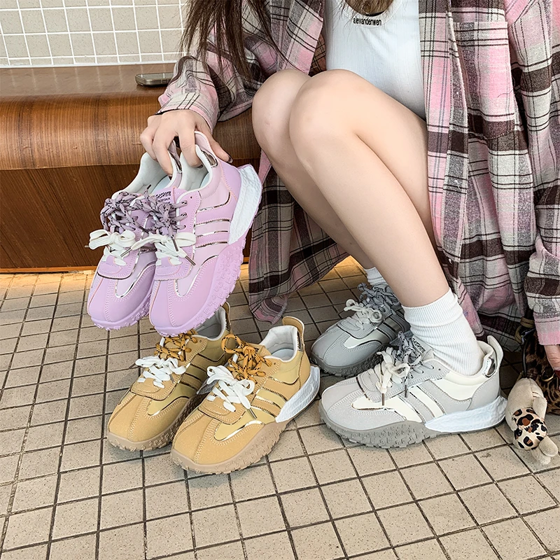 欧若风紫罗兰休闲鞋2025新款春夏软底小个子增高松糕鞋舒适P1176