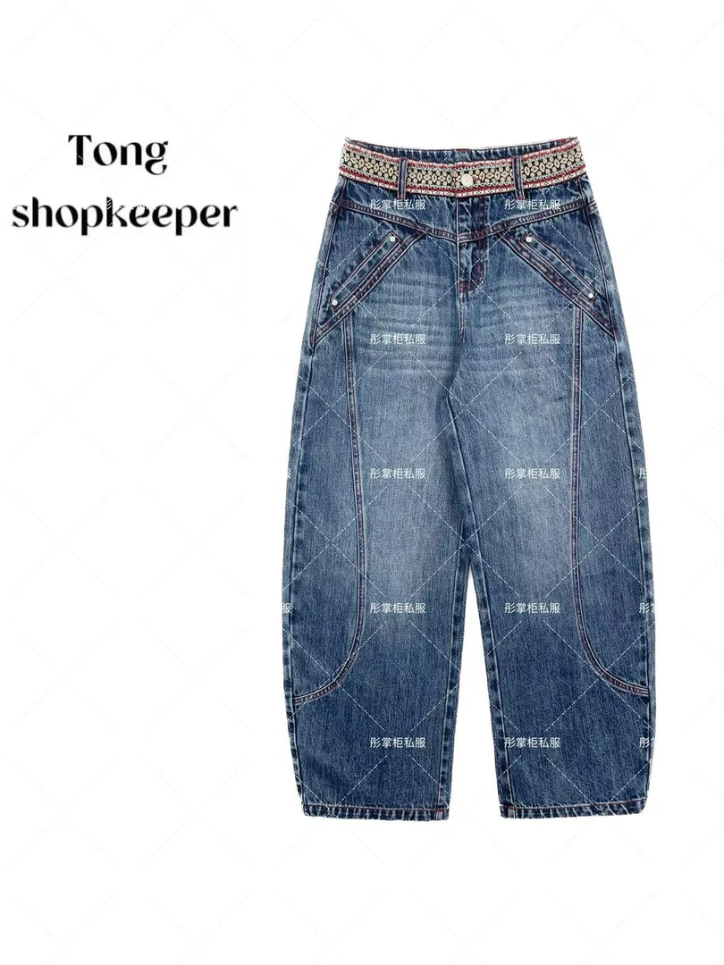 QJ/彤掌柜1682735 秋冬25加绒升级小弯刀弧形裁剪时尚腰头牛仔裤