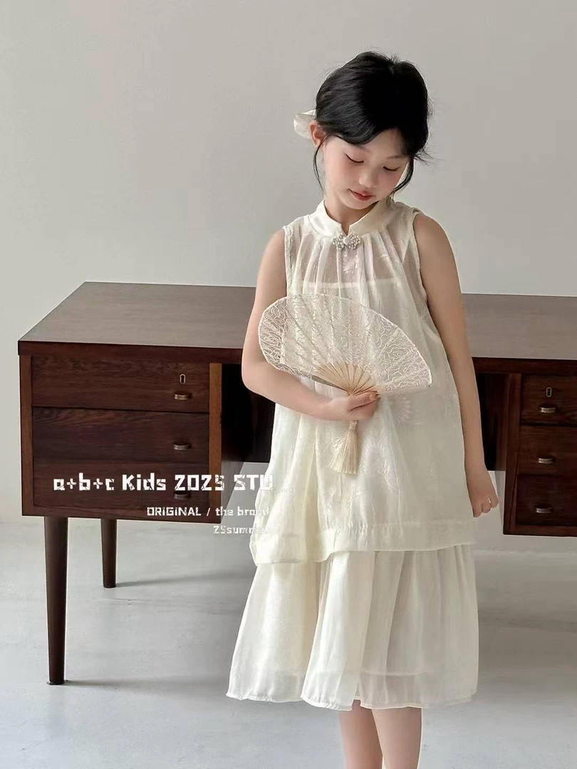 3218童装中式直筒连衣裙