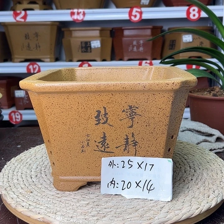 高温还原复古切角四方花盆适用于老桩金弹子等花卉绿植盆栽