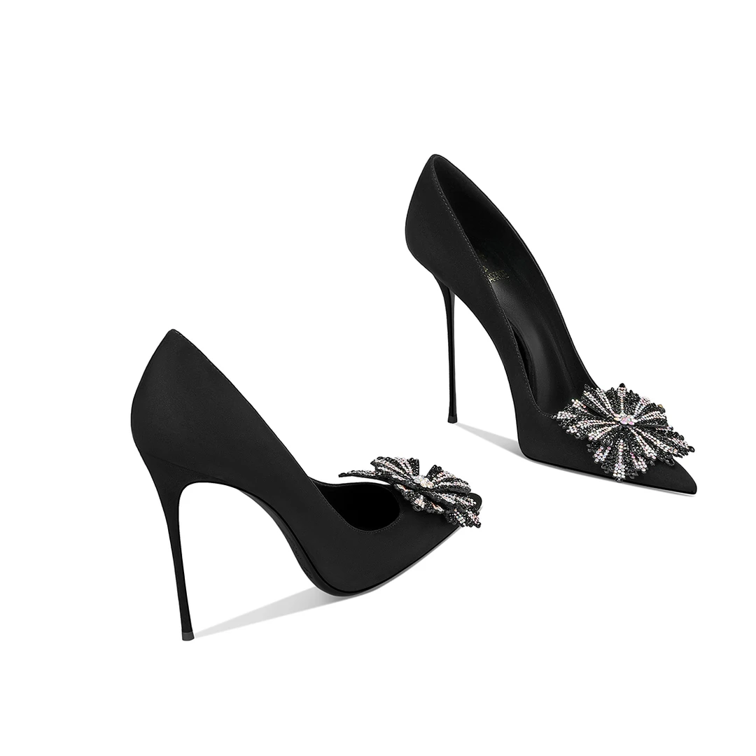 细跟鞋女2025爆款洋气春季新款黑色气质礼服法式小众尖头高跟鞋