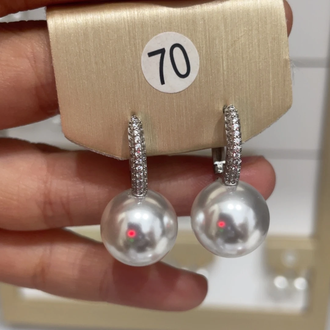 银S925镶嵌淡水珍珠耳饰