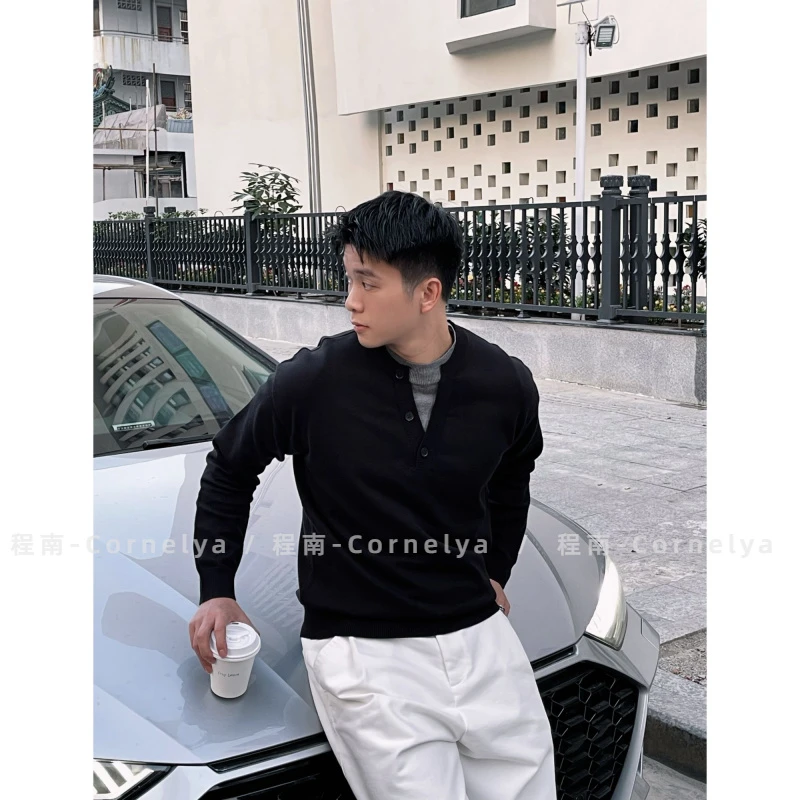 C / Cornelya落叶往事‘ 假两件莫代尔软糯亲肤简约百搭针织毛衣
