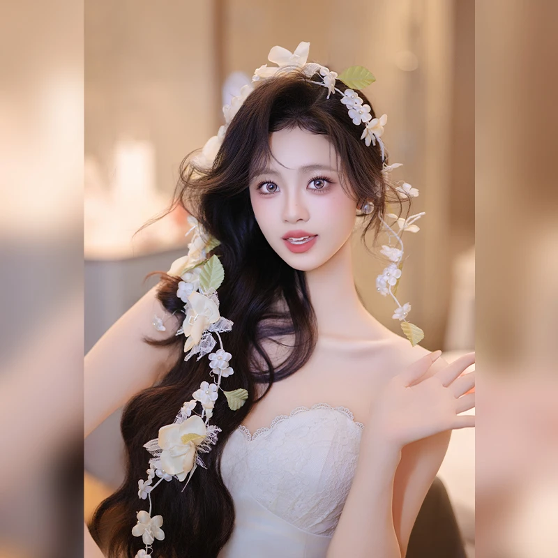 非金属布艺婚庆饰品 韩式超仙森系白月光氛围写真婚纱配饰342324