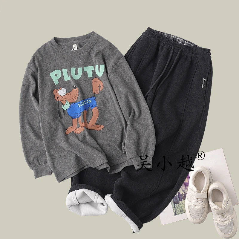 吴小越w1727男童中大童打底衫秋款韩版亲子装数码印花云朵绒t恤