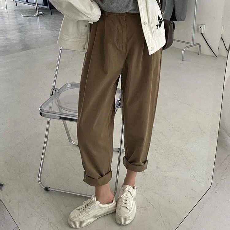 工装哈伦裤女2025年秋季新款高腰宽松小个子休闲萝卜老爹灯笼裤子