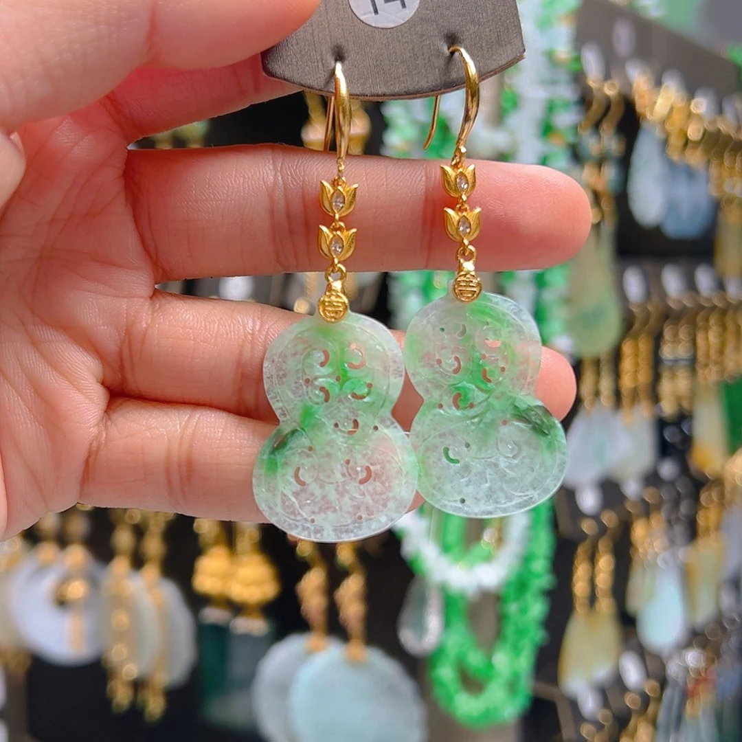 银S925镶嵌翡翠耳饰