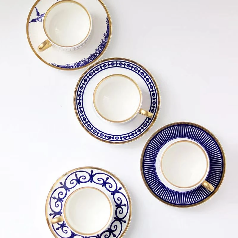 北欧风格咖啡套具茶具陶瓷精致条纹杯碟