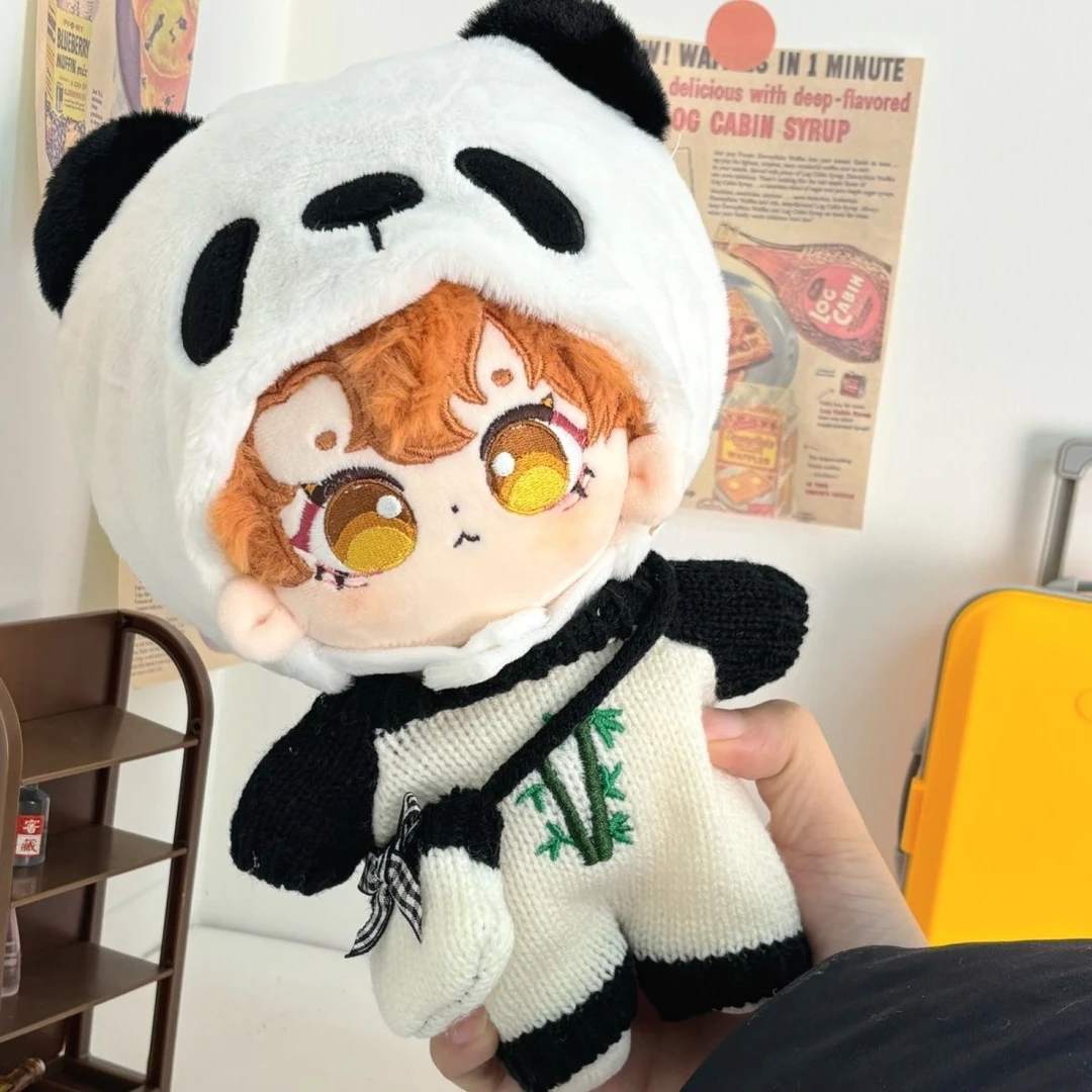 20cm大熊猫娃衣套装现货线衫毛线包头套可爱便宜超萌