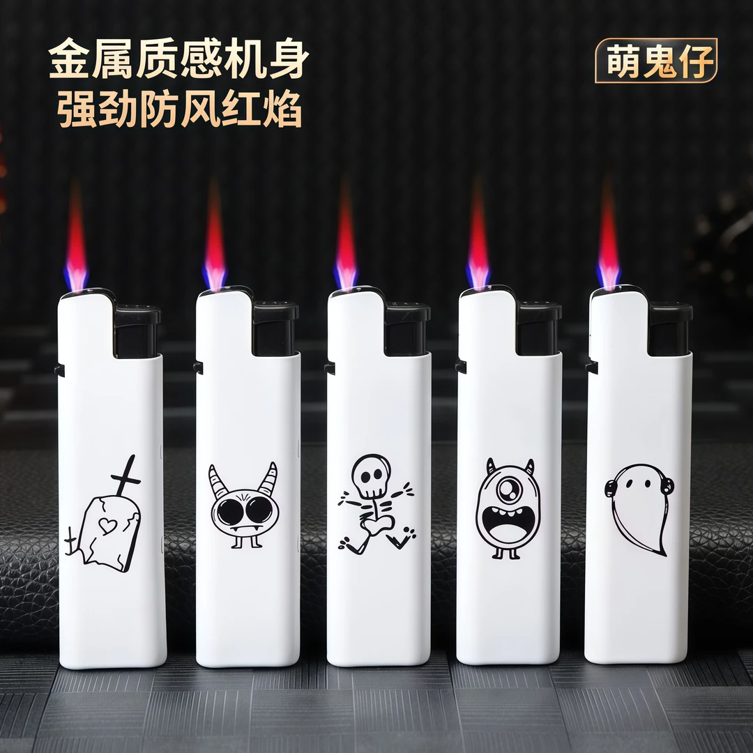 新款个性涂鸦防风打火机创意简约高颜值金属加厚耐用定制批发送礼
