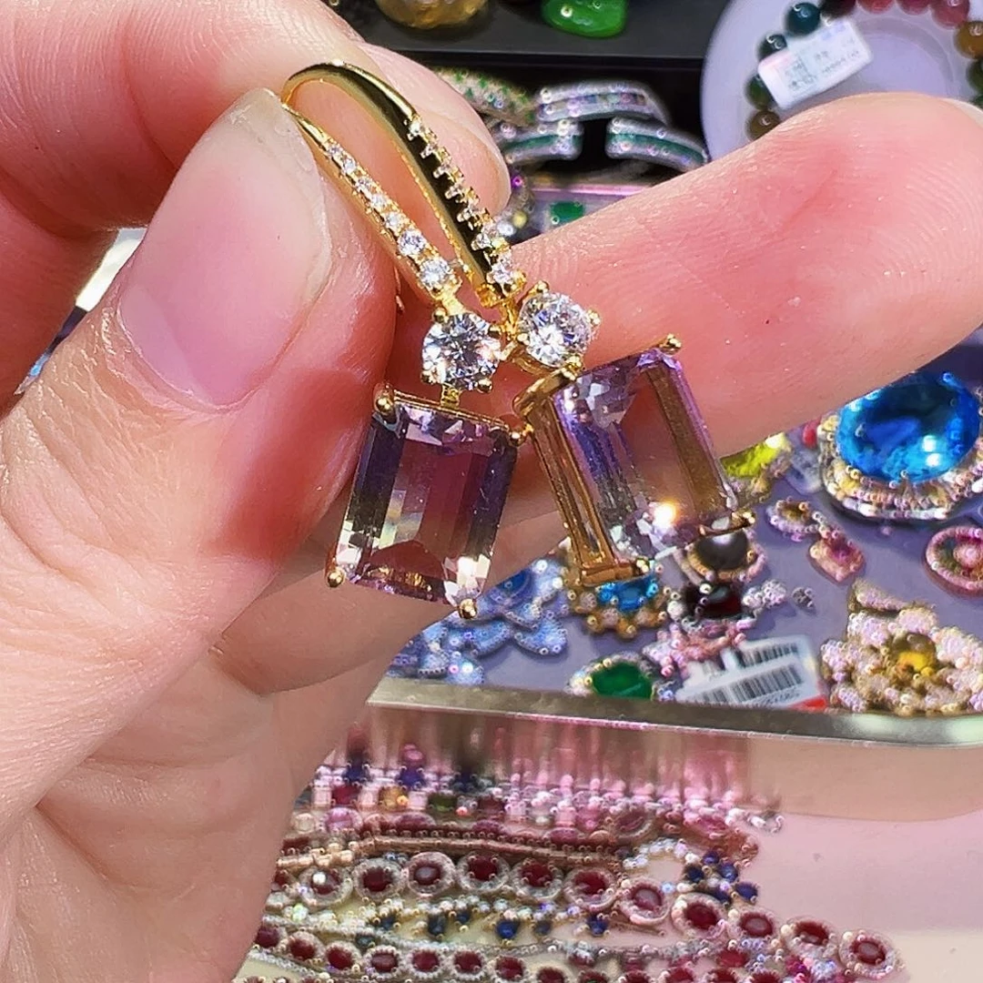 银S925镶嵌耳饰紫晶