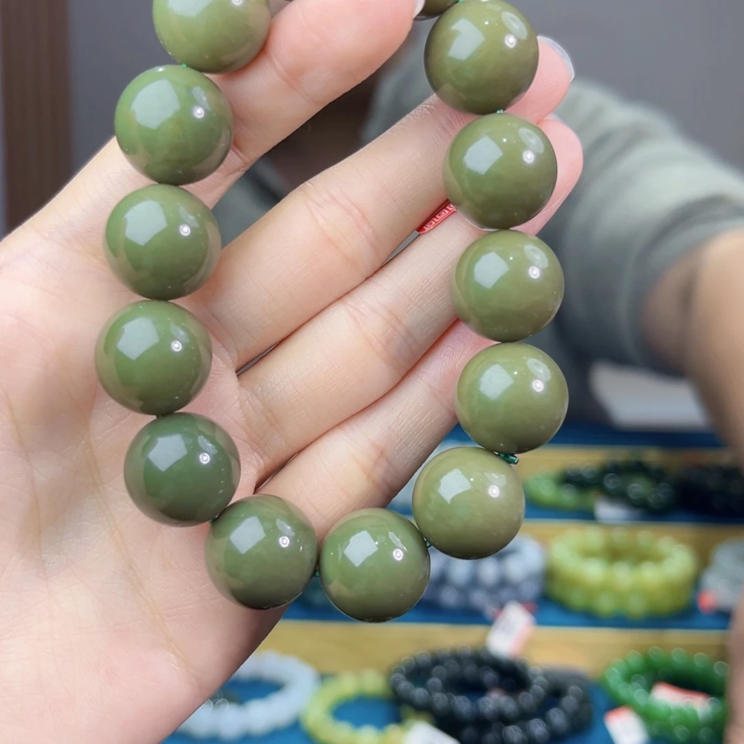 和田玉未镶嵌手链天然和田玉新疆沙枣青16