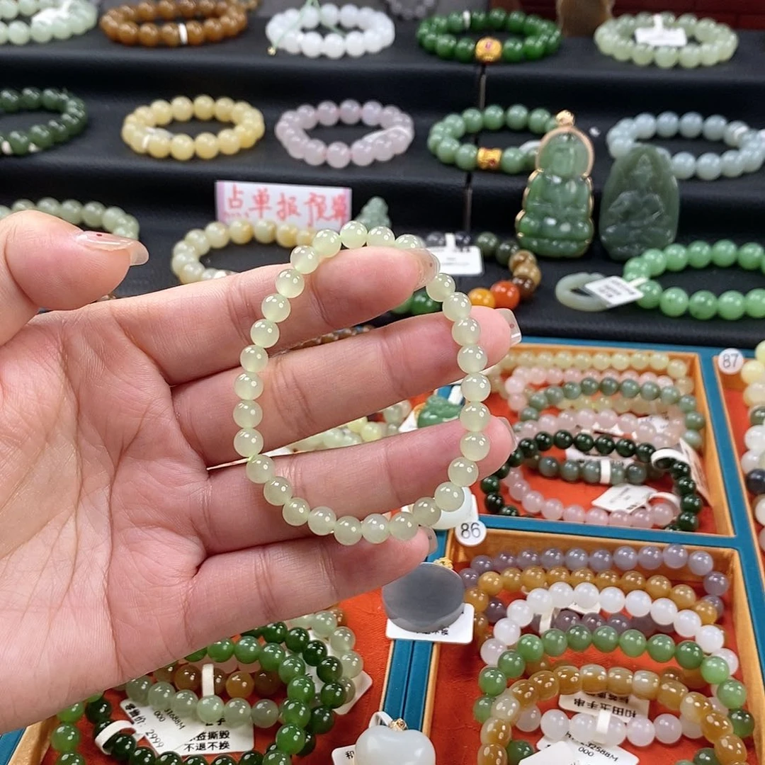 和田玉手链 6MM未镶嵌晴水