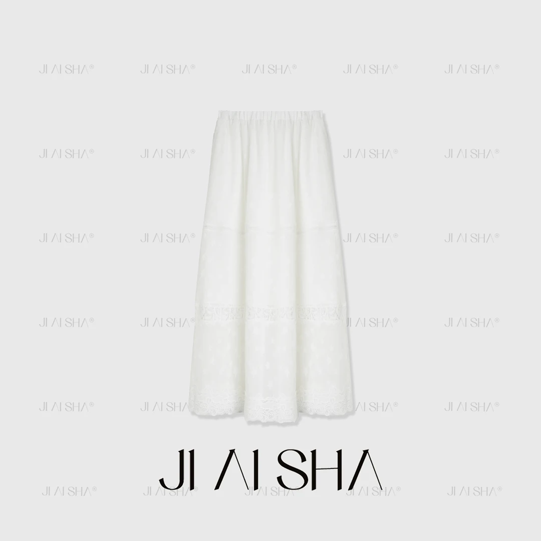 JAS 今屿 法式设计感重工刺绣镂空半身裙qc JAS-LG-2587