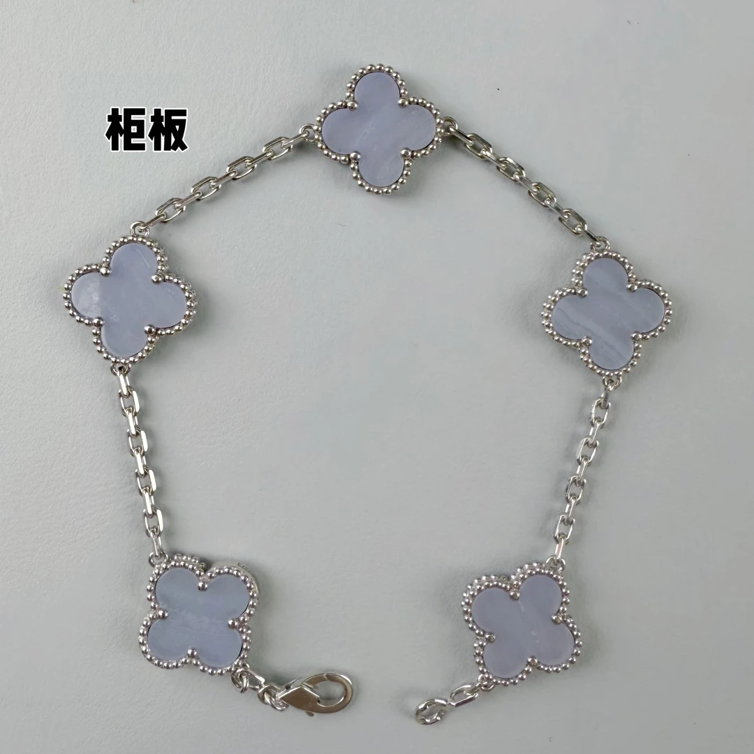 18k白 紫玉髓15mm五花手链 倒模柜版k白金色