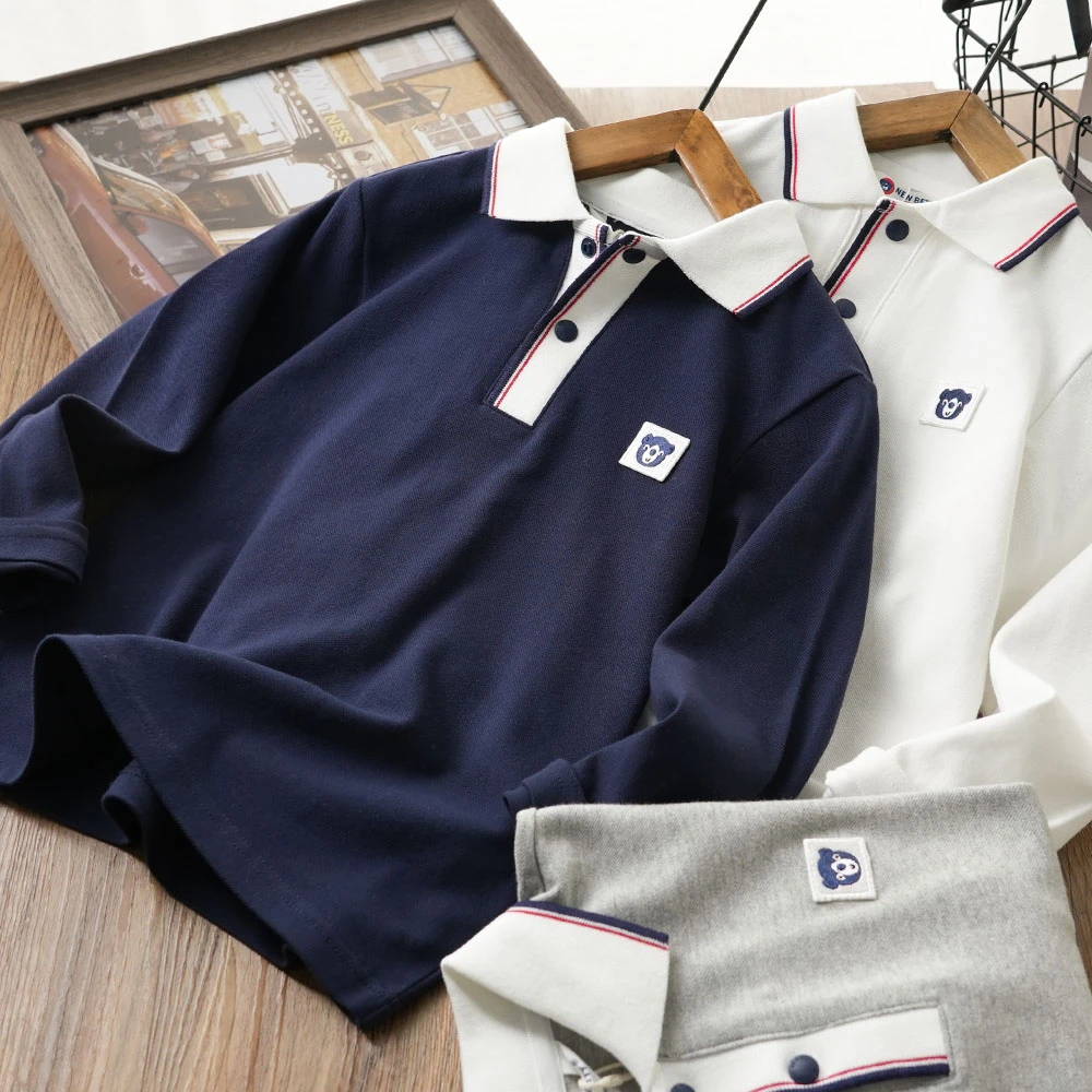 儿童卡通休闲春季小熊polo衫男童中大童翻领打底衫XZ203