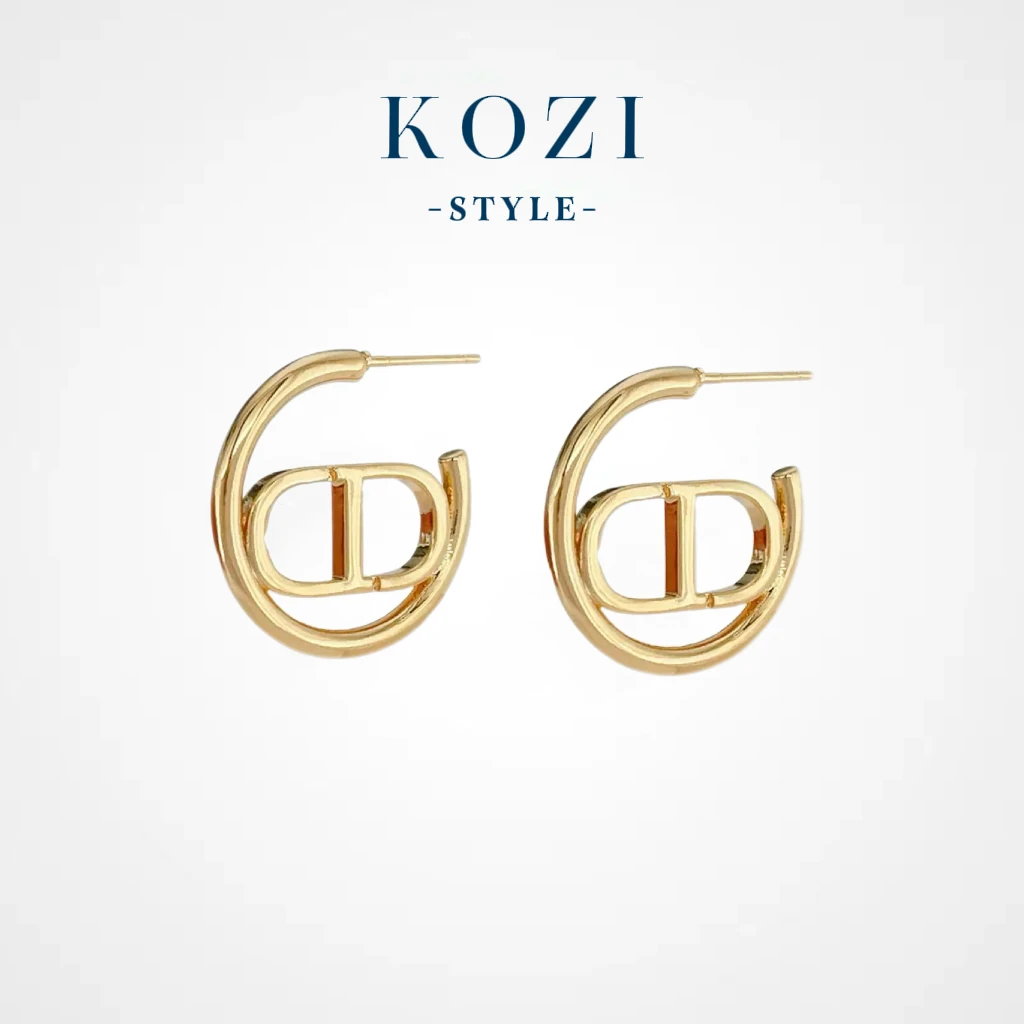 WANXI 镀K金 复古气质字母耳环精工版