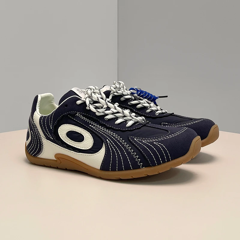 宝诗男鞋2025秋季新款复古透气德训鞋薄底运动休闲阿甘赛车鞋子男